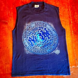 Vintage Yankees Mets cutoff World Series tee shirt